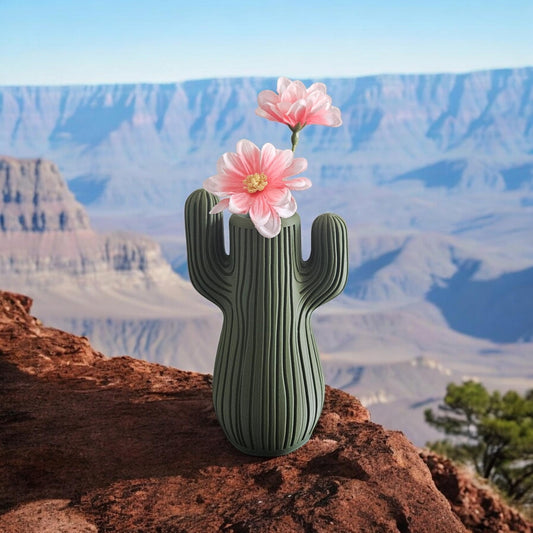 Wren Cactus Vase | Sage Green Saguaro Bud Vase for Dried Flowers — Handmade Boho Southwest Decor