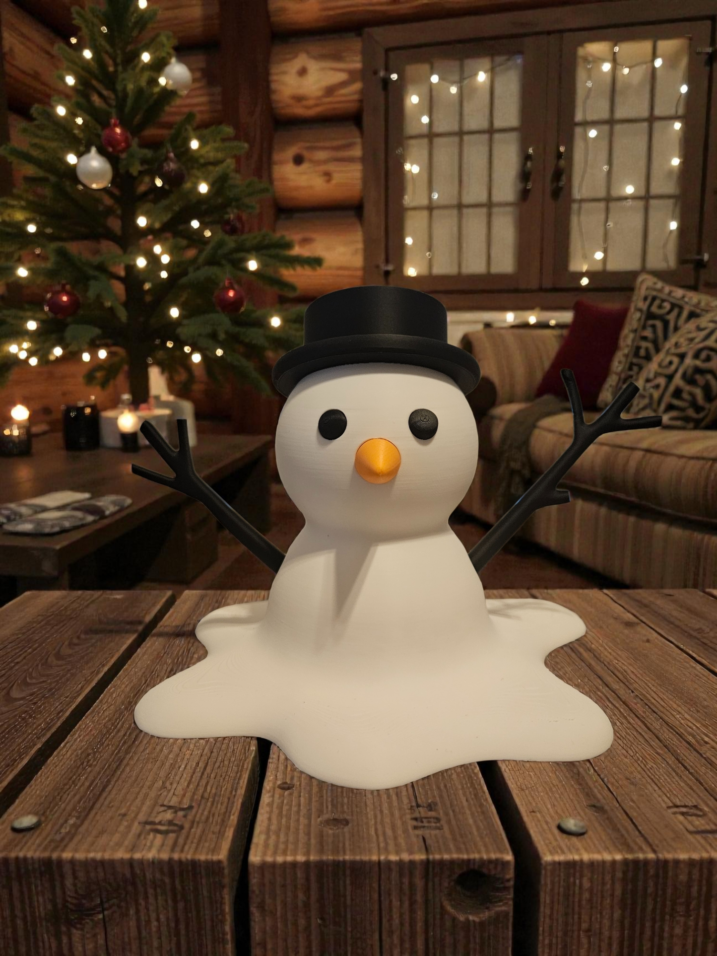 Melted Snowman Winter Decor – Cozy Holiday Tabletop Accent